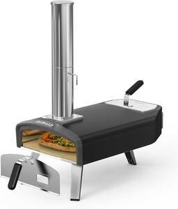 Přenosná pizza trouba pro venkovní použití s 33cm čtvercovou kamennou deskou, mobilní pizza trouba na dřevěné uhlí a dříví, pizza trouba na dřevo pro zahradu, kempování
