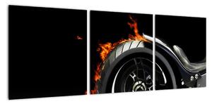 Obraz hořící motorky (90x30cm)