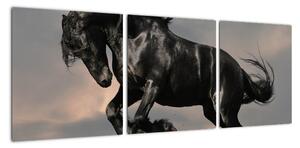 Černý kůň, obraz (90x30cm)