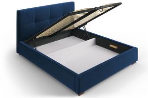Královsky modrá sametová postel MICADONI SAGE 180 x 200 cm