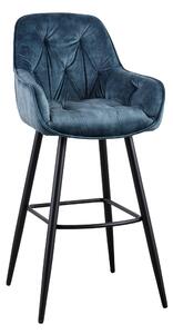 Designová barová židle Garold petrolejový samet