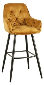 Designová barová židle Garold hořčičný samet