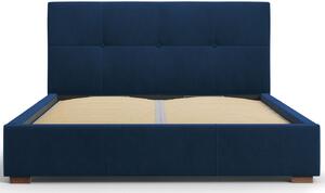 Královsky modrá sametová postel MICADONI SAGE 180 x 200 cm