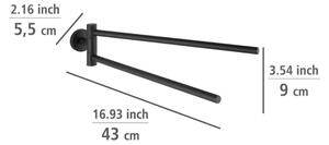 WENKO 24238100-Držák ručníků BOSIO BLACK 5,5x43 cm nerez/stříbrná