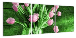 Tulipány ve váze, obraz na stěnu (90x30cm)
