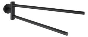 WENKO 24238100-Držák ručníků BOSIO BLACK 5,5x43 cm nerez/stříbrná