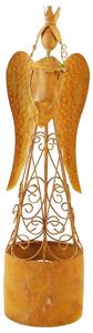 Kovový anděl na čajovou svíčkou rez 9x9x35cm Barva: hnědá, Velikost: 9x9x35