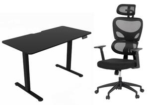 Pracovní set CAMPUS – elektricky výškově nastavitelný stůl ELEVATE + ergonomická kancelářská židle LEVI II černá