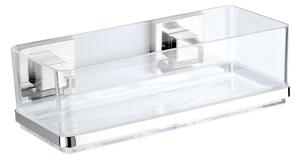 WENKO 22692100-Polička VACUUM-LOC QUADRO ED 25,5x14 cm stříbrná/čirá