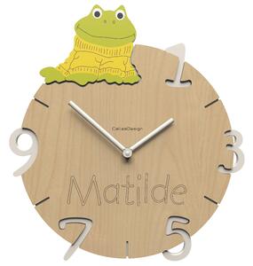Dětské hodiny CalleaDesign žabka 36cm (možnost vlastního jména)