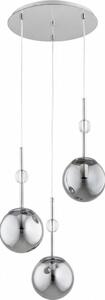 Lustr na lanku ARVENA 3xE14/10W/230V lesklý chrom/černá/kouřová