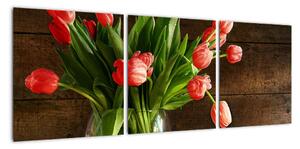 Obraz tulipánů ve váze (90x30cm)