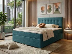 Boxspring Silver - tyrkysová Rozměr: 180x200, Topper: Ano