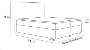 Čalouněná postel boxspring AVANTI + topper, 160x200, jasmine 100