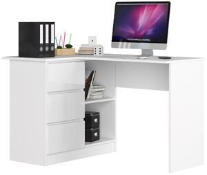 Moderní psací stůl HERRA124L, bílý / bílý lesk
