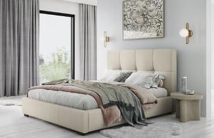 Béžová látková postel MICADONI SAGE 140 x 200 cm