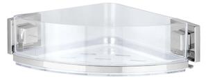 WENKO 22686100-Rohová polička VACUUM-LOC QUADRO ED 28x19,5 cm stříbrná/čirá