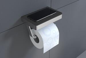 Držák toaletních papírů BERNSTEIN G501 z nerezové oceli - se skleněnou poličkou - možnost volby barvy