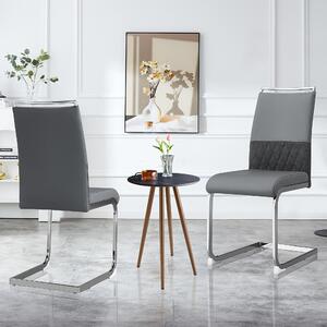 Kompletní sada dvou pohodlných šedých jídelních židlí v moderním stylu