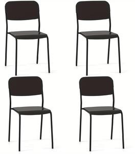 Jídelní židle - Kuchyňská židle - Židle - Stolička - Židle s opěradlem ve tvaru sedací schránky - Skládací - Kovová konstrukce - Sada 4 kusů