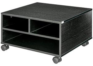 HOMCOM Stojan na tiskárnu se 2 policemi, dřevěný kabinet do kanceláře a na studium s kolečky, 47x40x27,5 cm, černý | Aosom