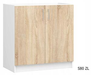 Kuchyňská skříňka dřezová LIMA S80 ZL, 80x85,5x46, sonoma/bílá
