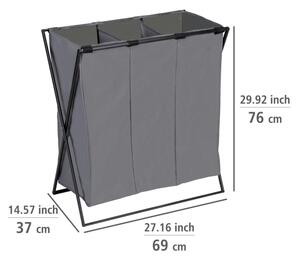 WENKO 71297800 - Koš na prádlo TRIO 69x76 cm šedá/černá