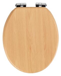 WENKO 22979100-WC sedátko NATURAL BEECH 35,5x42,5 cm hnědá/stříbrná