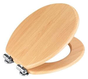 WENKO 22979100-WC sedátko NATURAL BEECH 35,5x42,5 cm hnědá/stříbrná