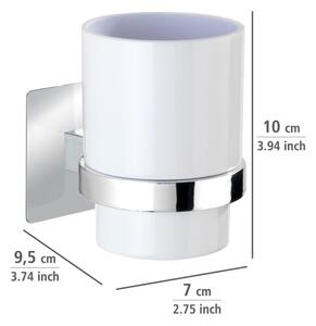 WENKO 23847800-Kelímek na kartáčky TURBO-LOC QUADRO ED. 7x9,5 cm lesk.chrom/bílá