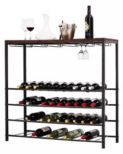 Goleto Kovový stojan na víno a sklenice | 96 x 35 x 91 cm