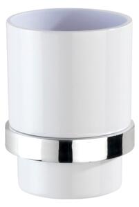 WENKO 23847800-Kelímek na kartáčky TURBO-LOC QUADRO ED. 7x9,5 cm lesk.chrom/bílá