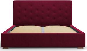 Vínově červená sametová postel MICADONI SERI 140 x 200 cm