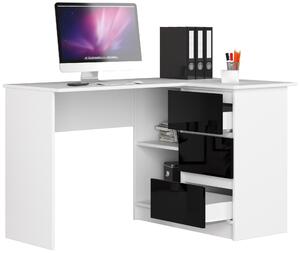 Moderní psací stůl HERRA124P, bílý / černý lesk