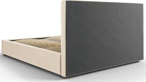 Béžová sametová postel MICADONI SERI 140 x 200 cm