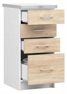 Kuchyňská skříňka dolní s pracovní deskou LIMA S40 4SZ, 40x85,5x46, sonoma/bílá