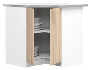 Kuchyňská skříňka dolní rohová s pracovní deskou SALTO, S90/90N, 84/84x85,5x44,5, sonoma/bílá