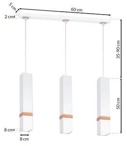 Závěsné svítidlo Vidar, 3x dřevěné/bílé kovové stínítko, w