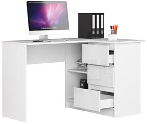 Moderní psací stůl HERRA124P, bílý / bílý lesk
