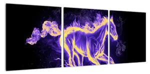Abstraktní obraz hořícího koně (90x30cm)
