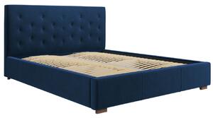 Královsky modrá sametová postel MICADONI SERI 140 x 200 cm