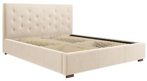 Béžová sametová postel MICADONI SERI 160 x 200 cm