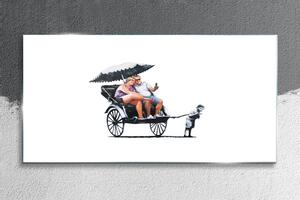 Obraz na skle Obraz na skle Rickshaw Banksy White
