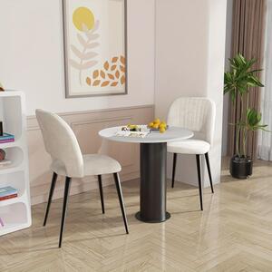 Sada dvou čalouněných jídelních židlí, moderní kuchyňské židle s kovovými nohami a ergonomickým designem