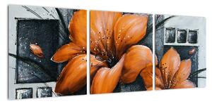 Obraz oranžové květiny (90x30cm)