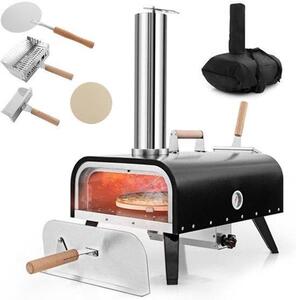 Přenosná pizza trouba pro venkovní použití – nerezová trouba s kamenným podkladem na pizzu