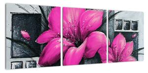 Obraz růžové květiny (90x30cm)