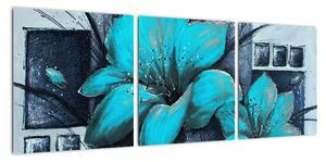 Obraz modré květiny (90x30cm)