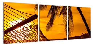 Západ slunce na pláži, obraz (90x30cm)