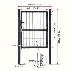 Vstupní brána do zahrady - Zahraniční plot - Plot - Brána z pletiva - Oplocení zahrady - 125 x 100 cm - Pozinkovaná ocel